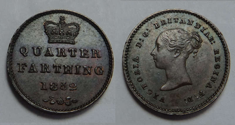 Great Britain, Queen Victoria,  Quarter Farthing 1852 (Uncirculated)