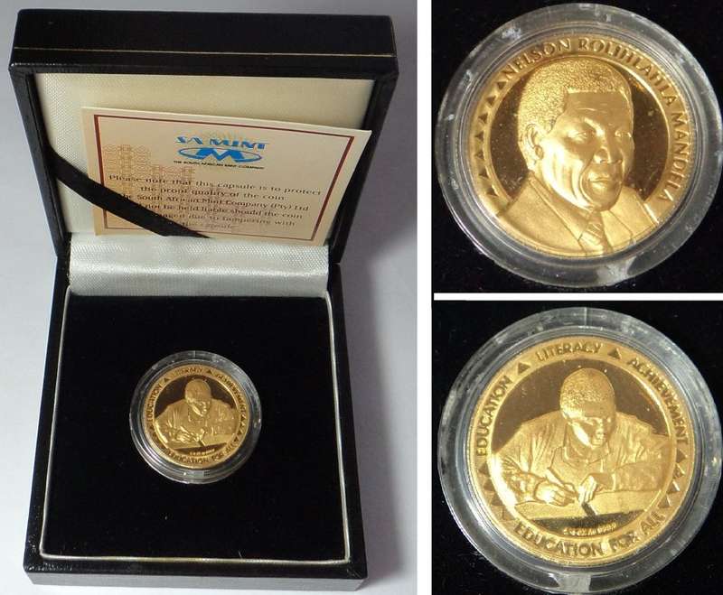 Republic of South Africa: GOLD 1/4 Oz Mandela Education for All 1995
