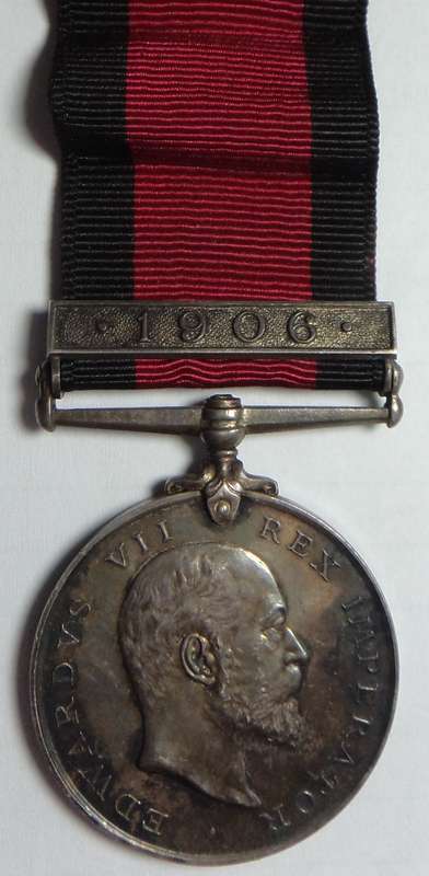Natal Rebellion Medal with 1906 clasp to Pte.  W.L. Crawford, Natal Rangers