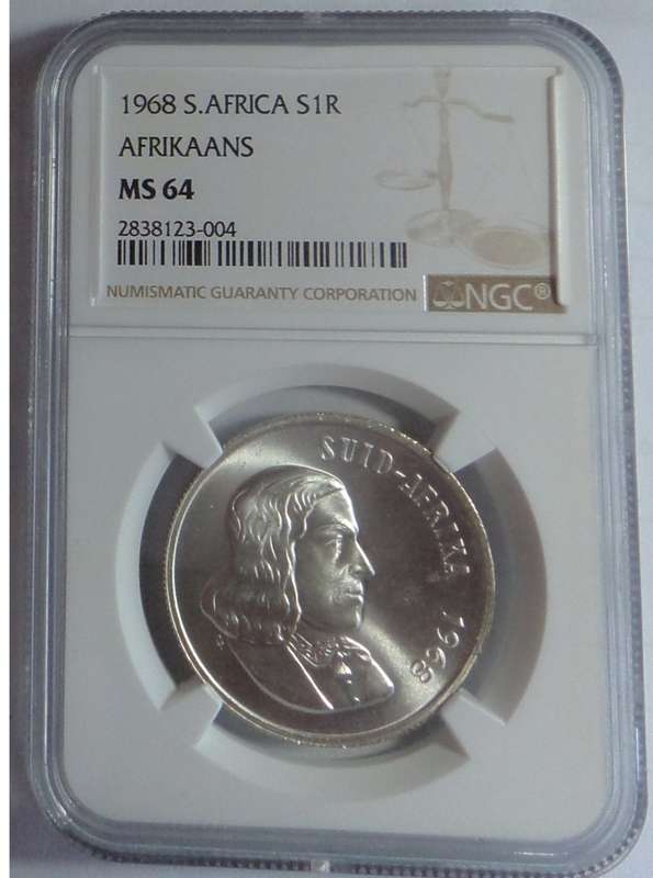 Republic of South Africa: Silver R1 of 1968 (Afr.) NGC MS 64