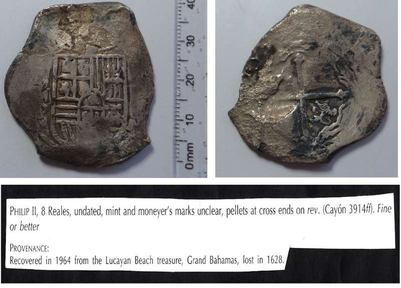 Spanish Silver Cob / 8 Reales (23.7 g) from the Lucayan Beach Treasure, Grand Bahamas (1628)