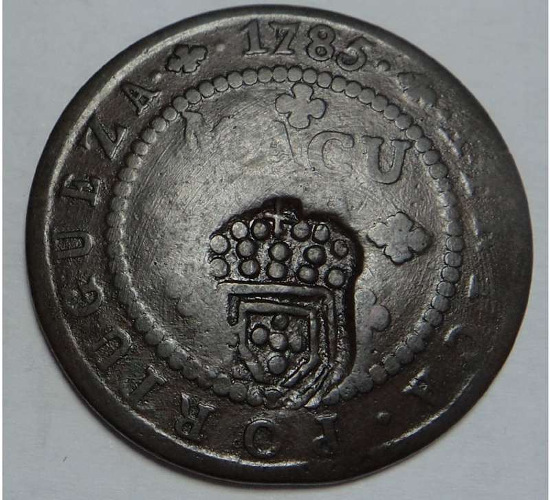 Portuguese Angola, 1 Macutas countermarked on ½ Macutas 1785