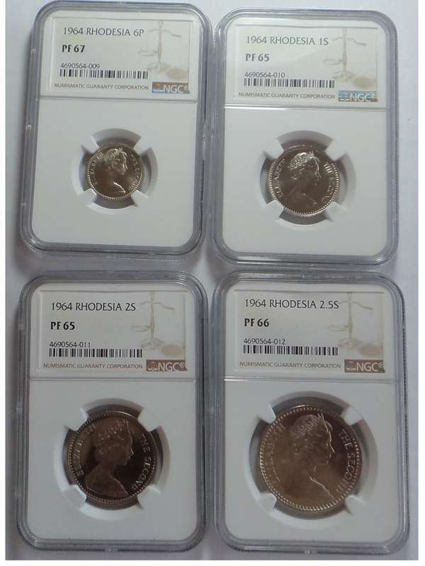 Southern Rhodesia: Complete Proof Set of 1964: NGC graded
