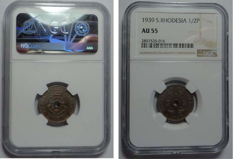 Southern Rhodesia: Half Penny of 1939: NGC graded AU 55