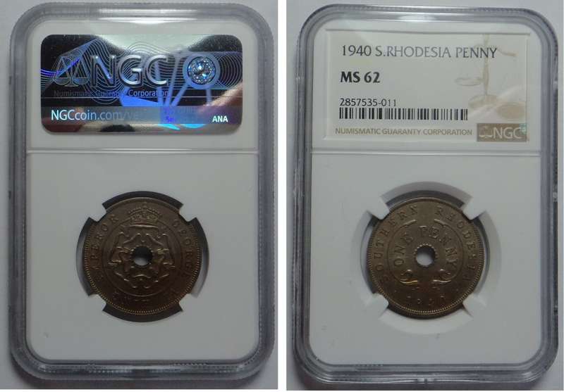 Southern Rhodesia: Penny of 1940: NGC graded MS 62