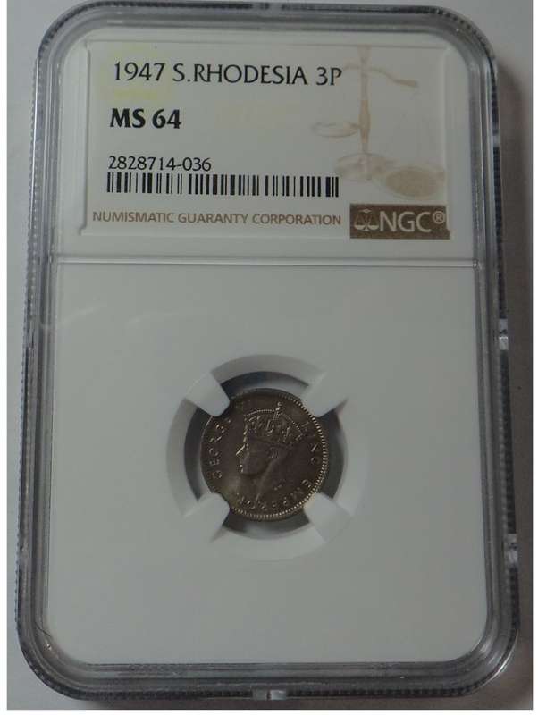 Southern Rhodesia: Three Pence of 1947: NGC graded MS 64
