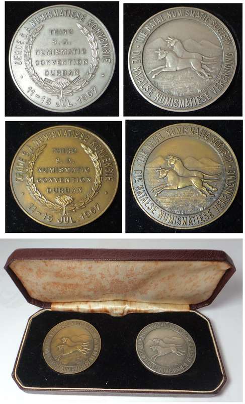 Third SA Numismatic Convention, Durban 1967 (Silver & Bronze Medals)