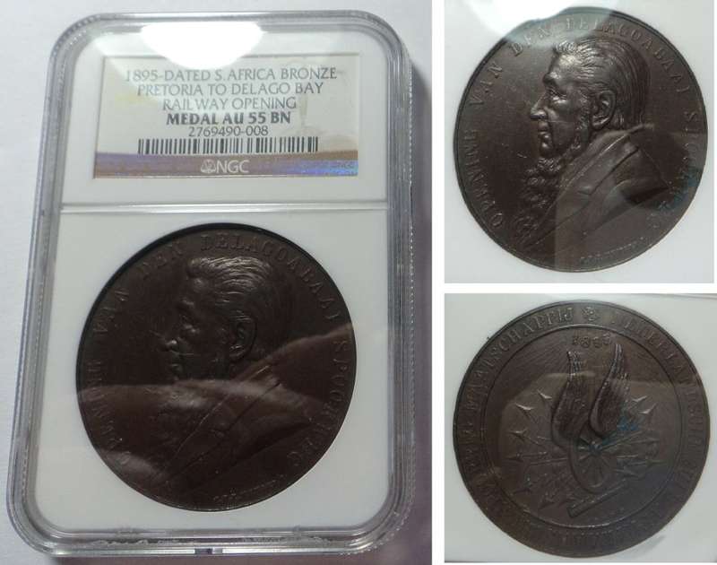 Paul Kruger ZAR: Opening of the Delgoa Bay Railway 1895: NGC AU 55 BN