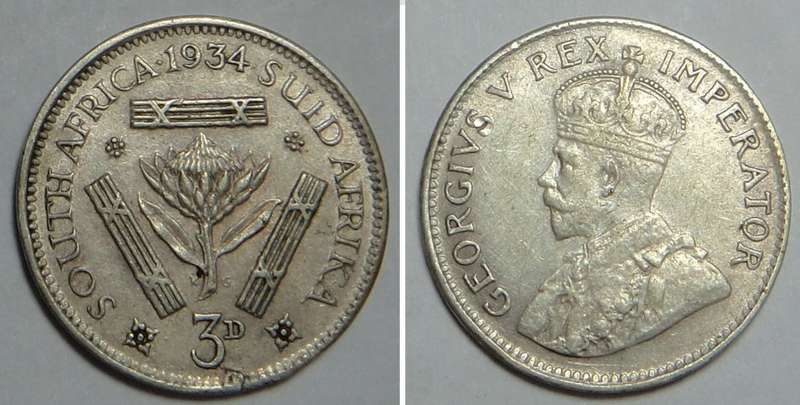 Union of South Africa: Threepence (3d) of 1934