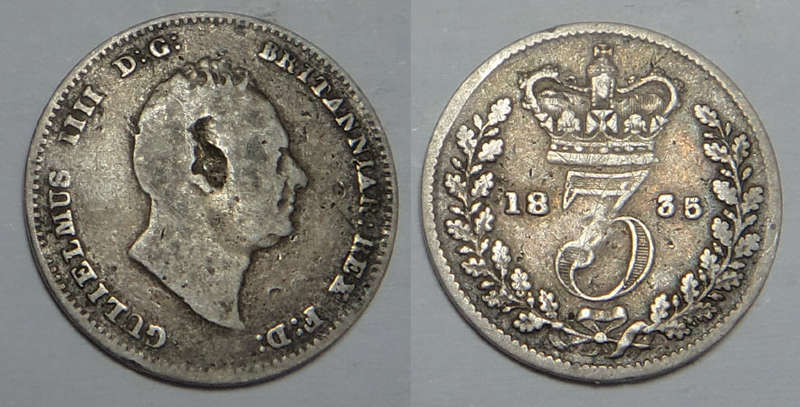 Great Britain, King William IIII, Silver 3 Pence of 1835