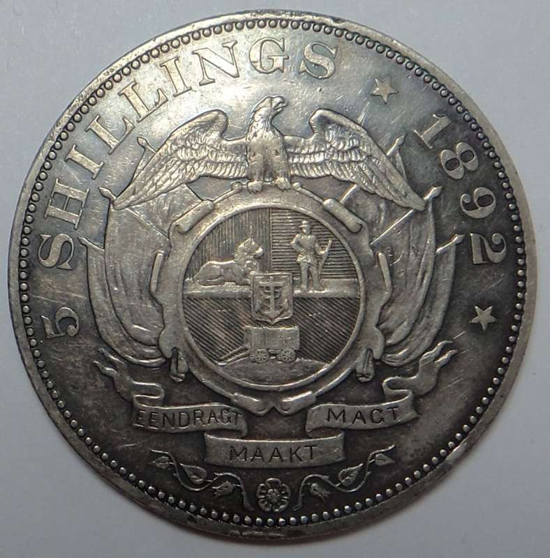 Paul Kruger ZAR: Double Shaft Crown (5/-) of 1892