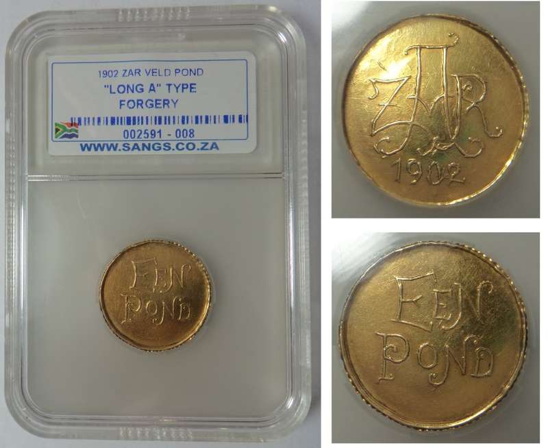 ZAR Gold Veld Pond of 1902: Sangs certified as a long A Forgery