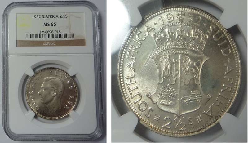 Union of SA: Half Crown (2/6-) 1952: NGC MS 65