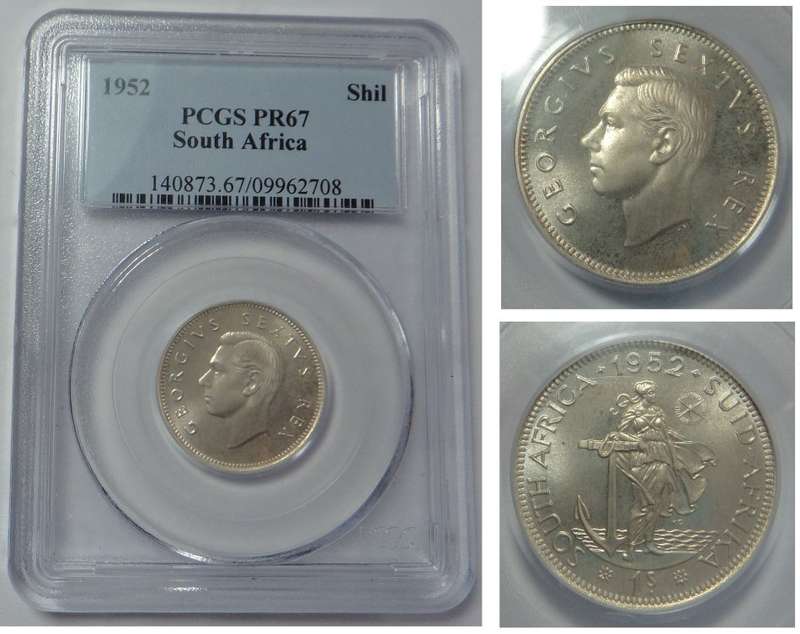 Union of SA: Shilling of 1952: PCGS graded PR 67