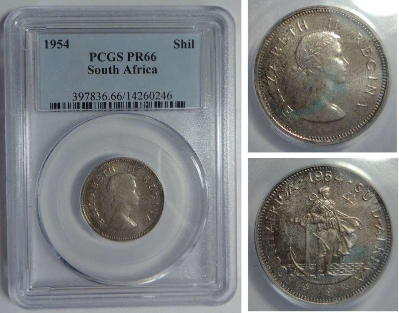 Union of SA: Shilling of 1954: PCGS graded PR 66