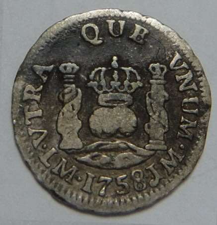 Spain, Carolus III, Silver 1/2 Real of 1758 (Mintmark Lima, Peru)