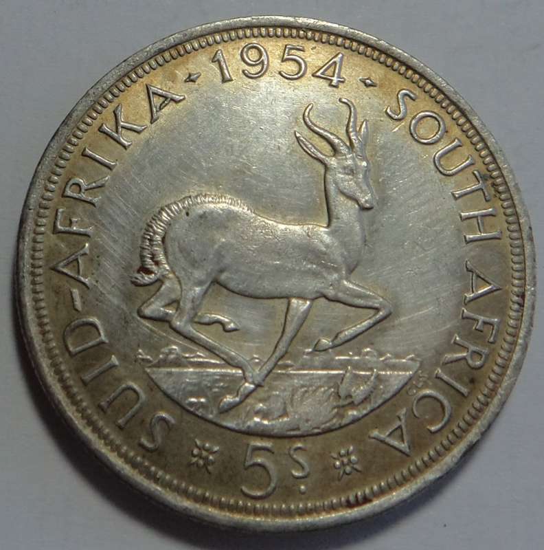 Union of SA: Crown (5/-) of 1954 (Low Mintage)