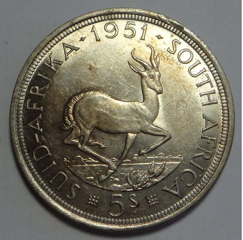 Union of SA: Crown (5/-) of 1951 (Almost UNC)