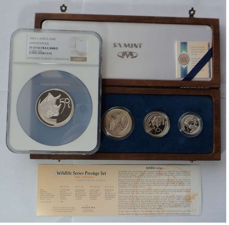 Wildlife Proof Set 2003 (Rhino): 50c graded NGC PF 69 Ultra Cameo
