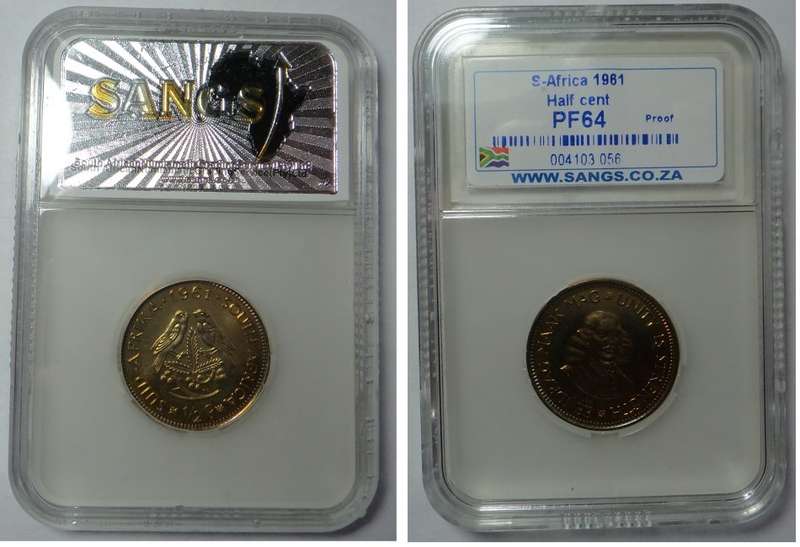 RSA: Half Cent of 1961: Sangs graded PF 64