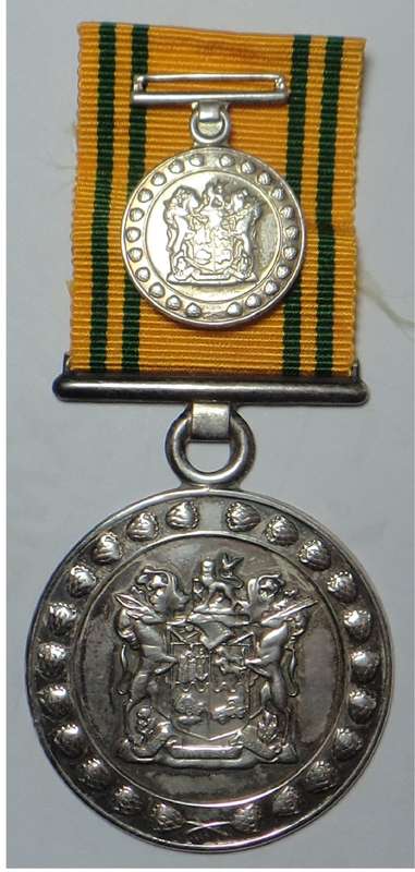 SA Prisons Service Medal for Faithful Service (Silver) with Miniature
