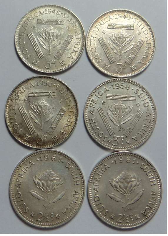 Union of SA: Collection of Six High Grade Tickeys