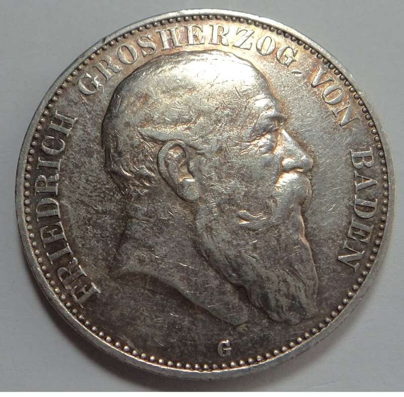 German States: Baden, Silver 5-Mark of 1902