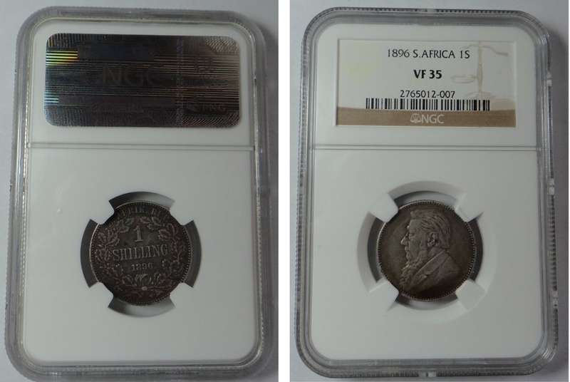 Paul Kruger ZAR Shilling (1/-) of 1896: NGC VF 35