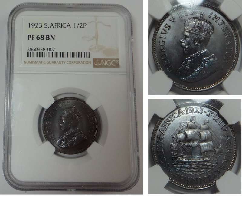 Union of SA: Half Penny of 1923: NGC PF 68 BN (Top Pop)