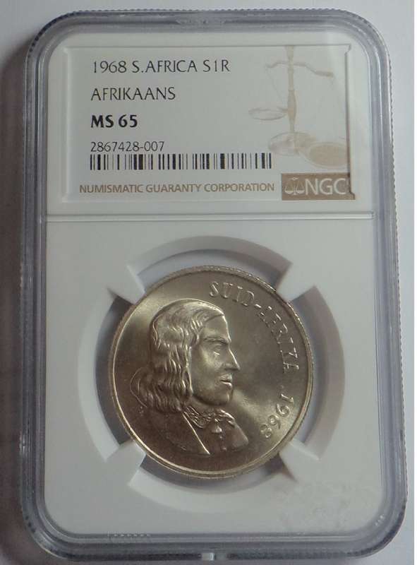 RSA Silver R1 of 1968 (Afrikaans) NGC MS 65