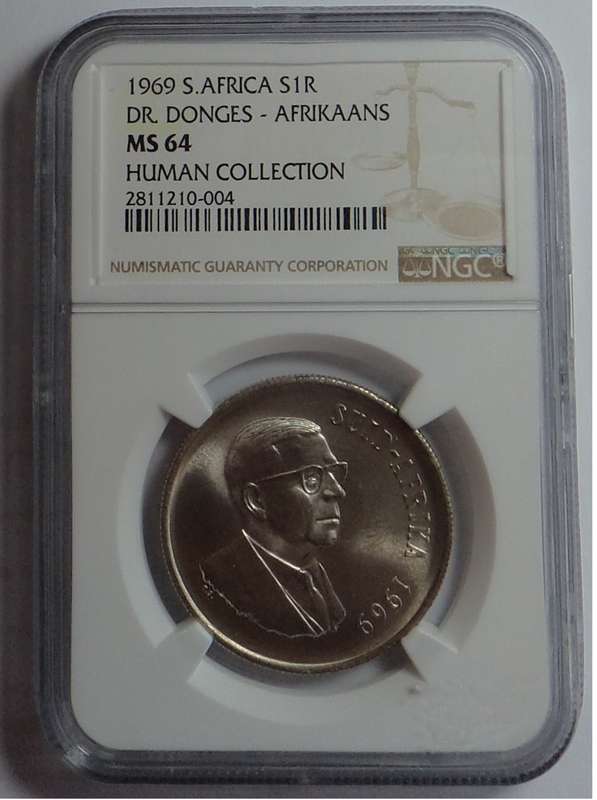 RSA Silver R1 of 1969 (Afrikaans) NGC MS 64