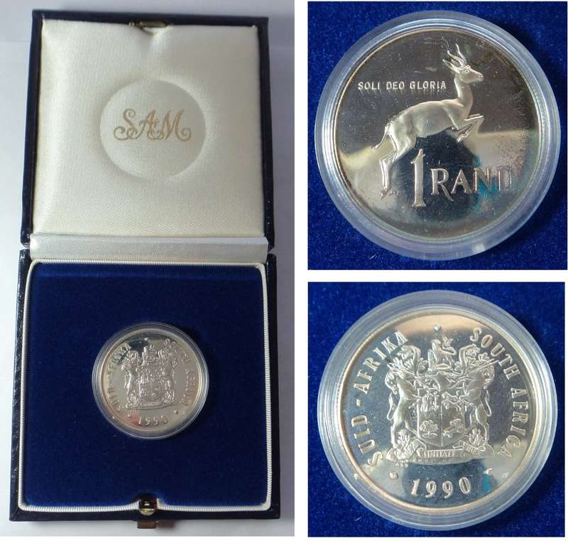 Republic of South Africa: Silver Proof R1 of 1990
