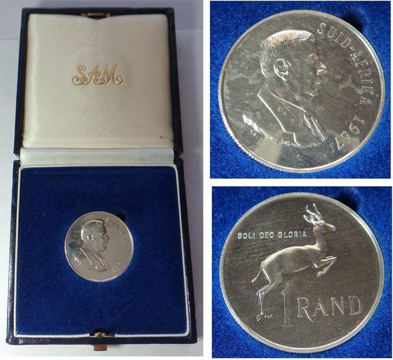 Republic of South Africa: Silver Proof R1 of 1967 (Afrikaans)