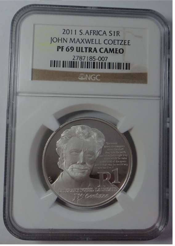 RSA Silver Proof R1 of 2011 (JM Coetzee) NGC PF 69 Ultra Cameo