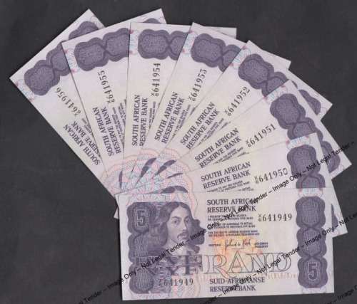 Republic of South Africa: Gerhard de Kock R5, X6 Replacement Note Sequential Run