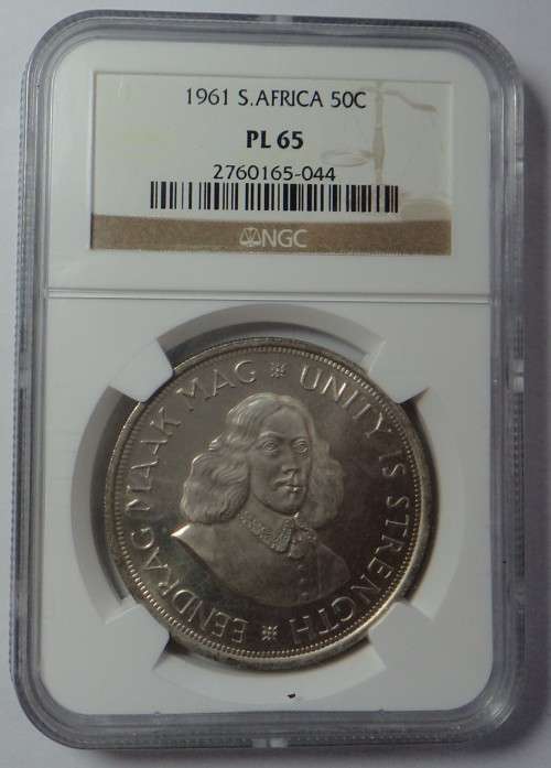 Rep. of South Africa: Silver Crown (50c) of 1961: NGC PL 65