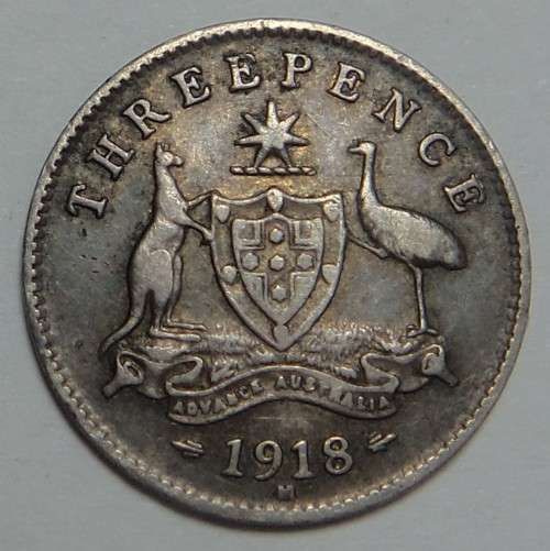 Australia (King George V) Sterling Silver Three Pence of 1918