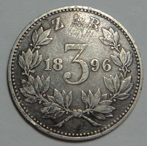 Paul Kruger ZAR: Tickey (3d) of 1896