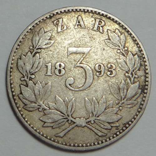 Paul Kruger ZAR: Tickey (3d) of 1893 (Coin 1 of 2)