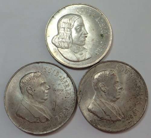 Republic of South Africa: Silver R1s of 1966 (Eng.) & 2 x 1967 (Afr.)