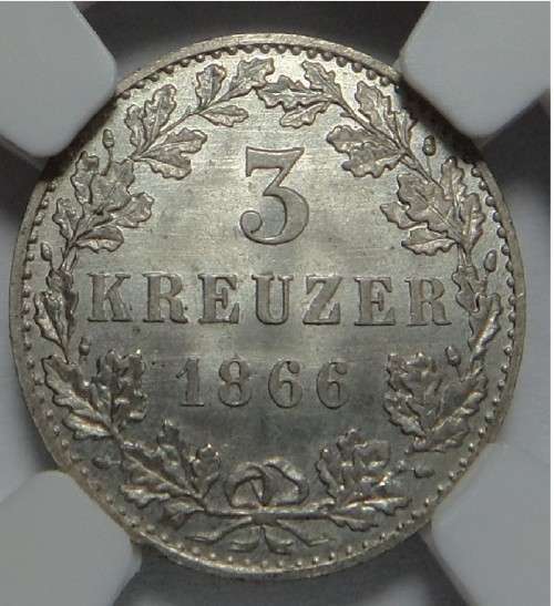 German States (Frankfurt) 3 Kreuzer of 1866