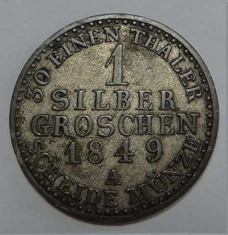 German States, Prussia: 1 Silber Groschen of 1849 (A)