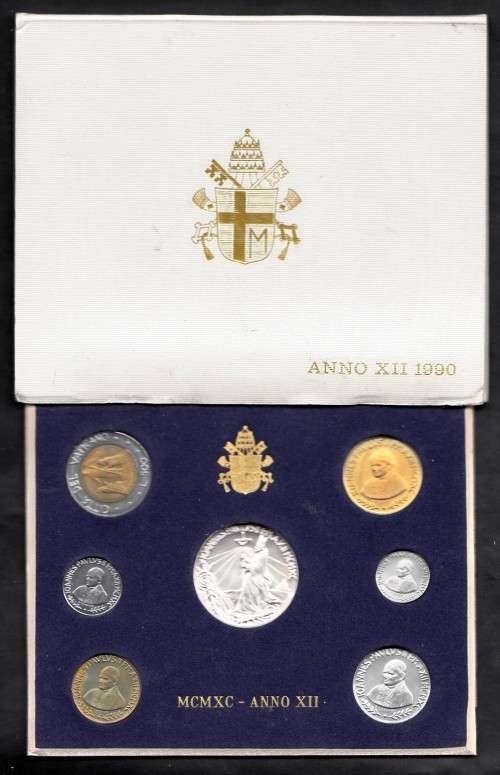 Vatican City: Coin Set of 1990 with SILVER 1000 Lire