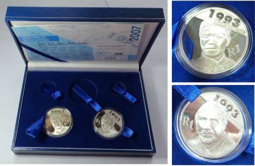 F.W. de Klerk & Nelson Mandela, Silver Proof R1 Set of 2007 (2 available)