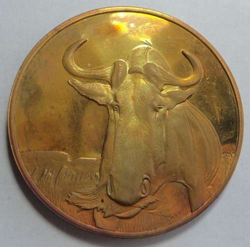 Sterling Silver Medal: Wildlife Society 50th Anniversary: Wildebeest