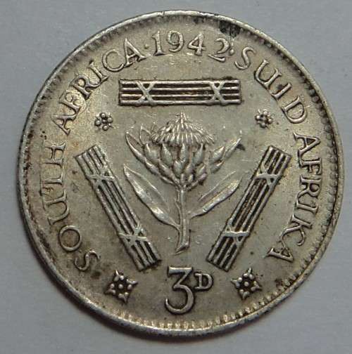 Union of South Africa: Silver Tickey (3d) of 1942