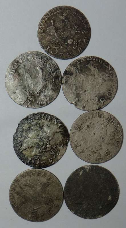 Germany (Prussia), Frederick II, Seven 3-Groscher coins (1700s)