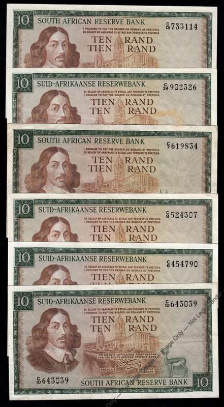Six R10 notes of G. Rissik of 1966