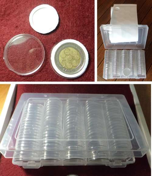 One Hundred (100) Coin Capsules with Size-adjustable Foam Rings