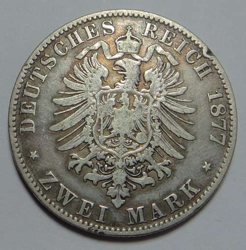 German States: Saxony-Albertine, Silver 2-Mark of 1877